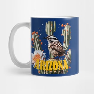 Arizona Cactus Wren Surrounded By Cactus Blossom Mug